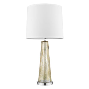 HomeRoots 29" Elegant Champagne Glass Buffet Lamp with Off-White Shade for Timeless Home Decor & Ambiance 399128