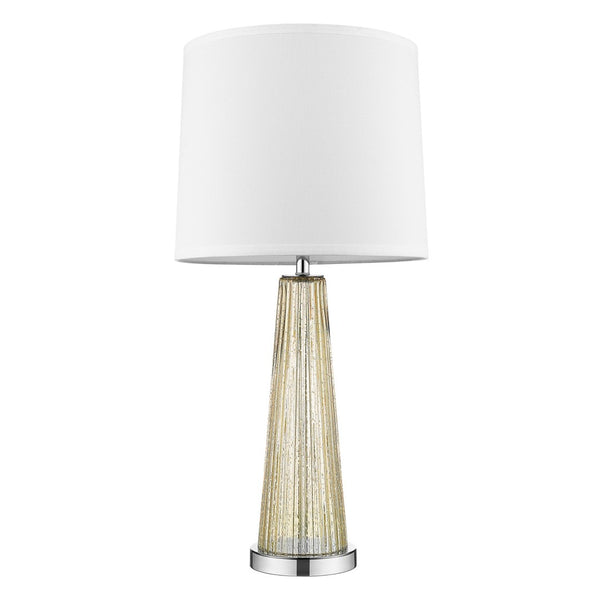 HomeRoots 29" Elegant Champagne Glass Buffet Lamp with Off-White Shade for Timeless Home Decor & Ambiance 399128