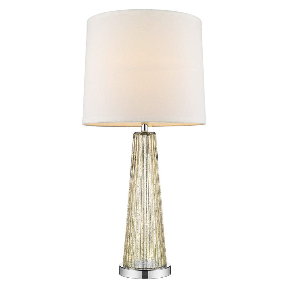 HomeRoots 29" Elegant Champagne Glass Buffet Lamp with Off-White Shade for Timeless Home Decor & Ambiance 399128