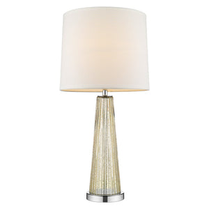 HomeRoots 29" Elegant Champagne Glass Buffet Lamp with Off-White Shade for Timeless Home Decor & Ambiance 399128