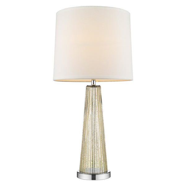 HomeRoots 29" Elegant Champagne Glass Buffet Lamp with Off-White Shade for Timeless Home Decor & Ambiance 399128