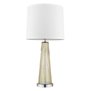 HomeRoots 29" Elegant Champagne Glass Buffet Lamp with Off-White Shade for Timeless Home Decor & Ambiance 399128