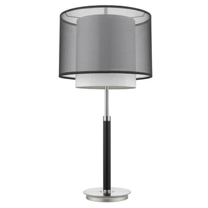HomeRoots 32" Modern Black and Silver Metal Column Lamp with Elegant Black-and-White Drum Shade Accent 399129