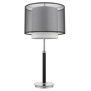 HomeRoots 32" Modern Black and Silver Metal Column Lamp with Elegant Black-and-White Drum Shade Accent 399129