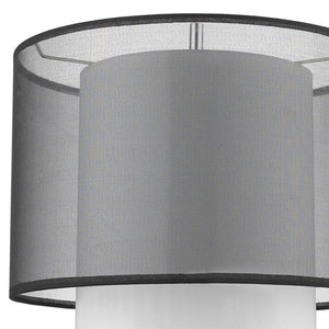 HomeRoots 32" Modern Black and Silver Metal Column Lamp with Elegant Black-and-White Drum Shade Accent 399129