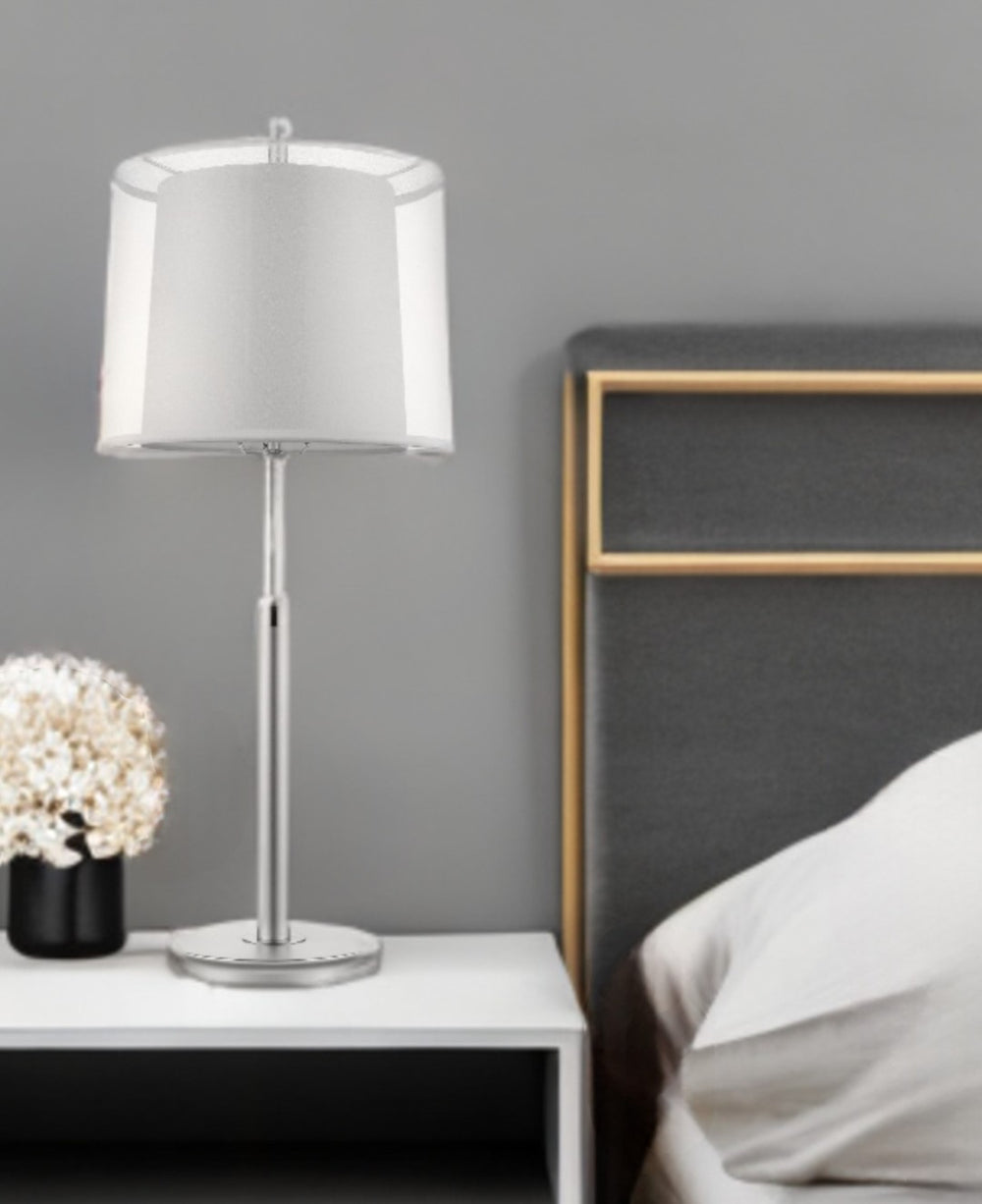 HomeRoots 31" Silver Metal Table Lamp with Elegant White Shade - Perfect for Modern Decor & Ambient Lighting 399130
