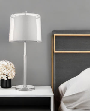 HomeRoots 31" Silver Metal Table Lamp with Elegant White Shade - Perfect for Modern Decor & Ambient Lighting 399130