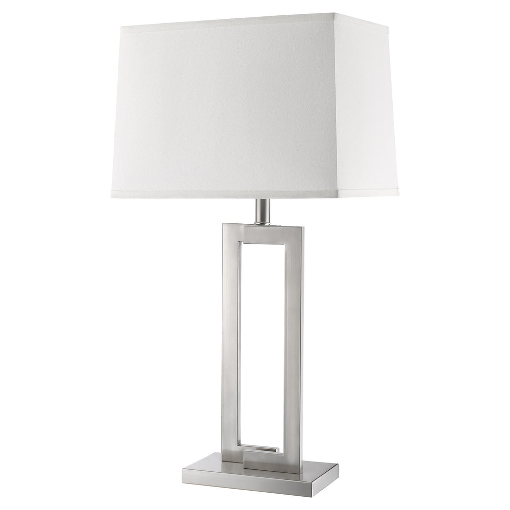 Homeroots 30" Silver Metal Table Lamp With White Rectangular Shade   399132