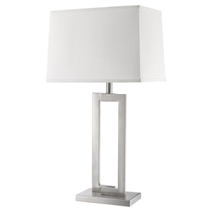Homeroots 30" Silver Metal Table Lamp With White Rectangular Shade   399132