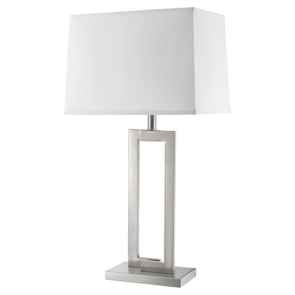 Homeroots 30" Silver Metal Table Lamp With White Rectangular Shade   399132