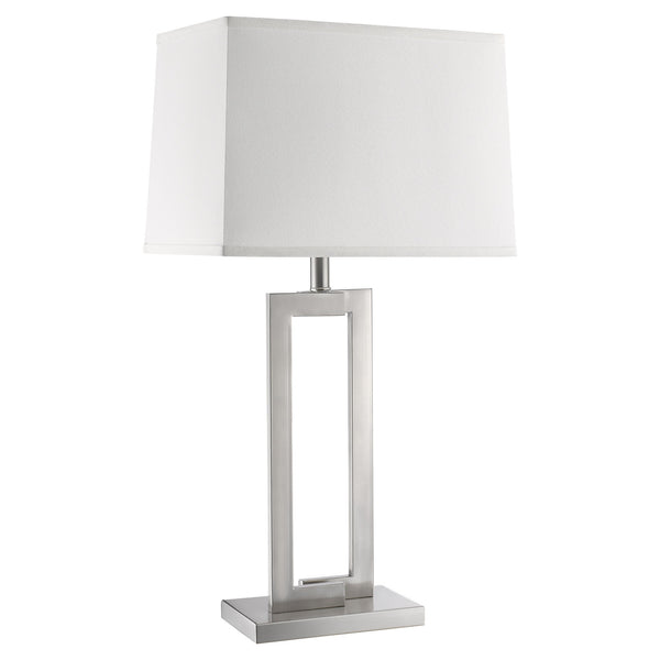 Homeroots 30" Silver Metal Table Lamp With White Rectangular Shade   399132