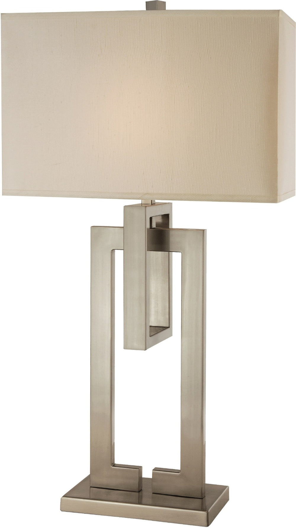 HomeRoots 36" Geometric Table Lamp in Brushed Nickel with Ivory Shade - Modern Design for Any Room 399137