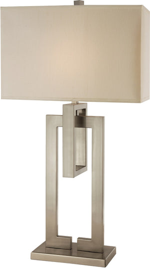 HomeRoots 36" Geometric Table Lamp in Brushed Nickel with Ivory Shade - Modern Design for Any Room 399137