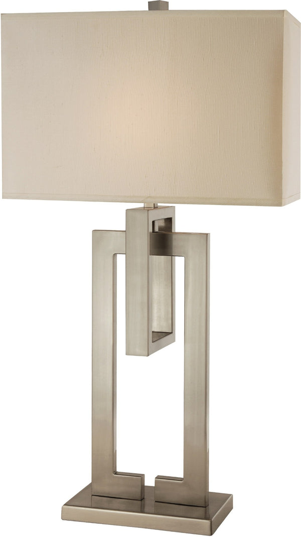 HomeRoots 36" Geometric Table Lamp in Brushed Nickel with Ivory Shade - Modern Design for Any Room 399137