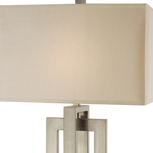 HomeRoots 36" Geometric Table Lamp in Brushed Nickel with Ivory Shade - Modern Design for Any Room 399137