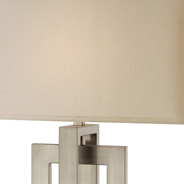 HomeRoots 36" Geometric Table Lamp in Brushed Nickel with Ivory Shade - Modern Design for Any Room 399137