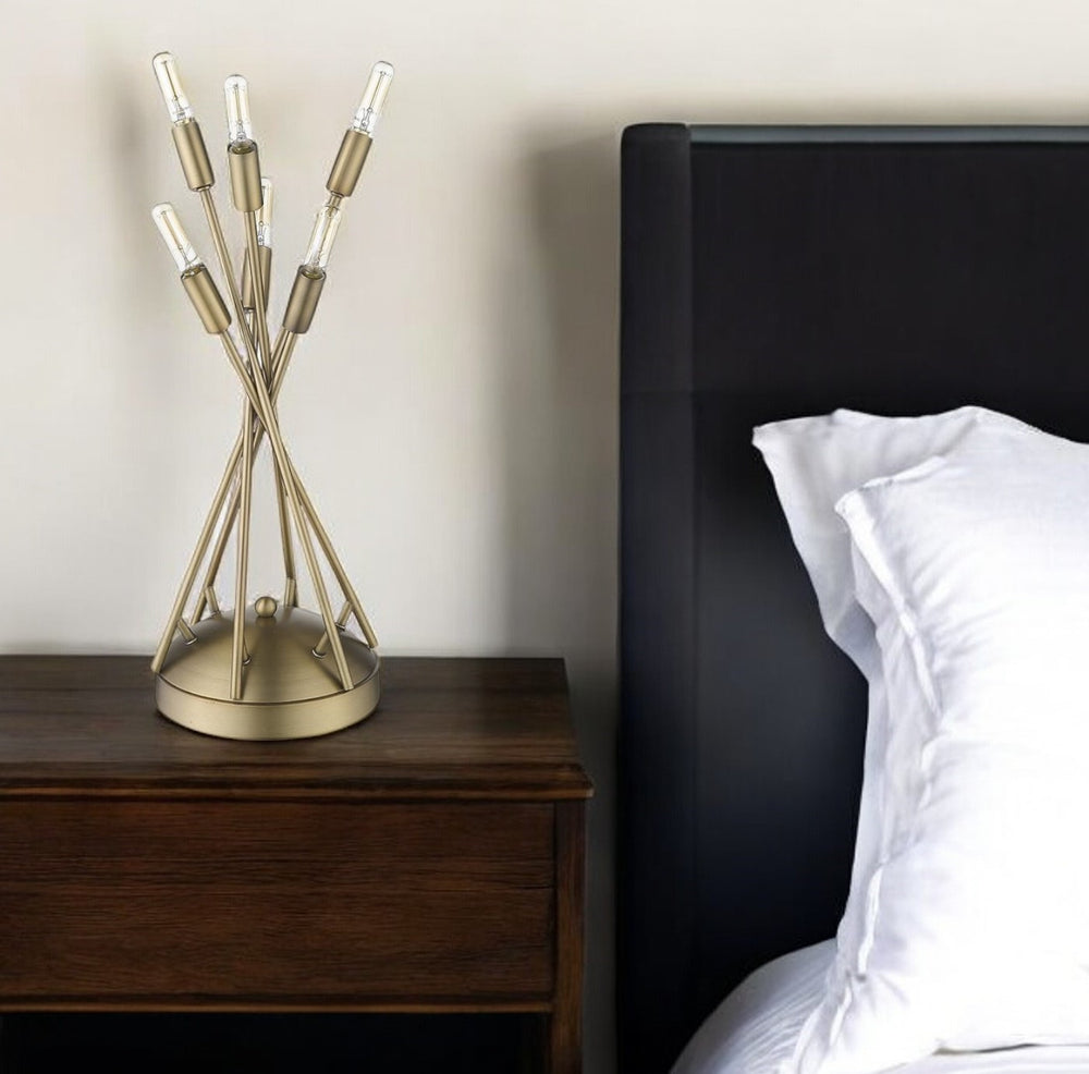 Homeroots 19" Brass Metal Six Light Novelty Table Lamp   399143