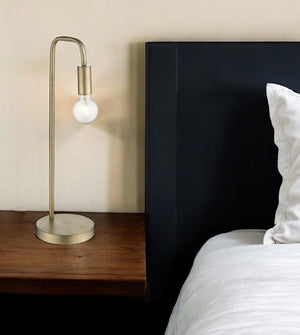 HomeRoots 26" Brass Metal Table Lamp - Mid-Century Modern Style with 3-Way Switch for Adjustable Lighting Ambiance 399144