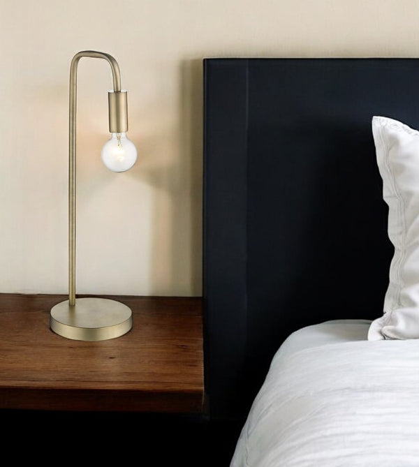 HomeRoots 26" Brass Metal Table Lamp - Mid-Century Modern Style with 3-Way Switch for Adjustable Lighting Ambiance 399144