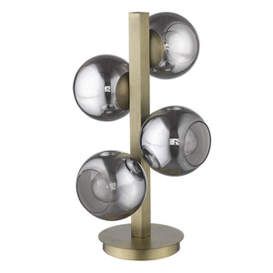 Homeroots 24" Brass Metal Four Light Novelty Table Lamp With Silver Metallic Globe Shades   399145