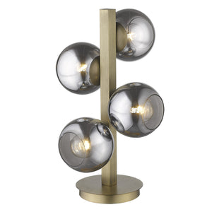 Homeroots 24" Brass Metal Four Light Novelty Table Lamp With Silver Metallic Globe Shades   399145