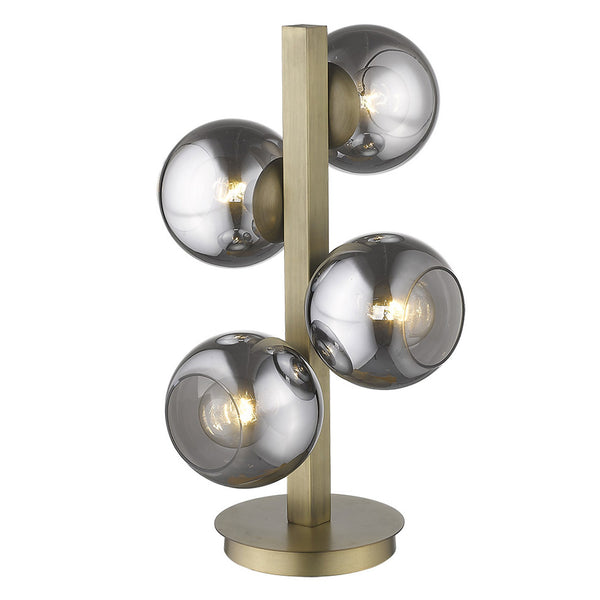 Homeroots 24" Brass Metal Four Light Novelty Table Lamp With Silver Metallic Globe Shades   399145