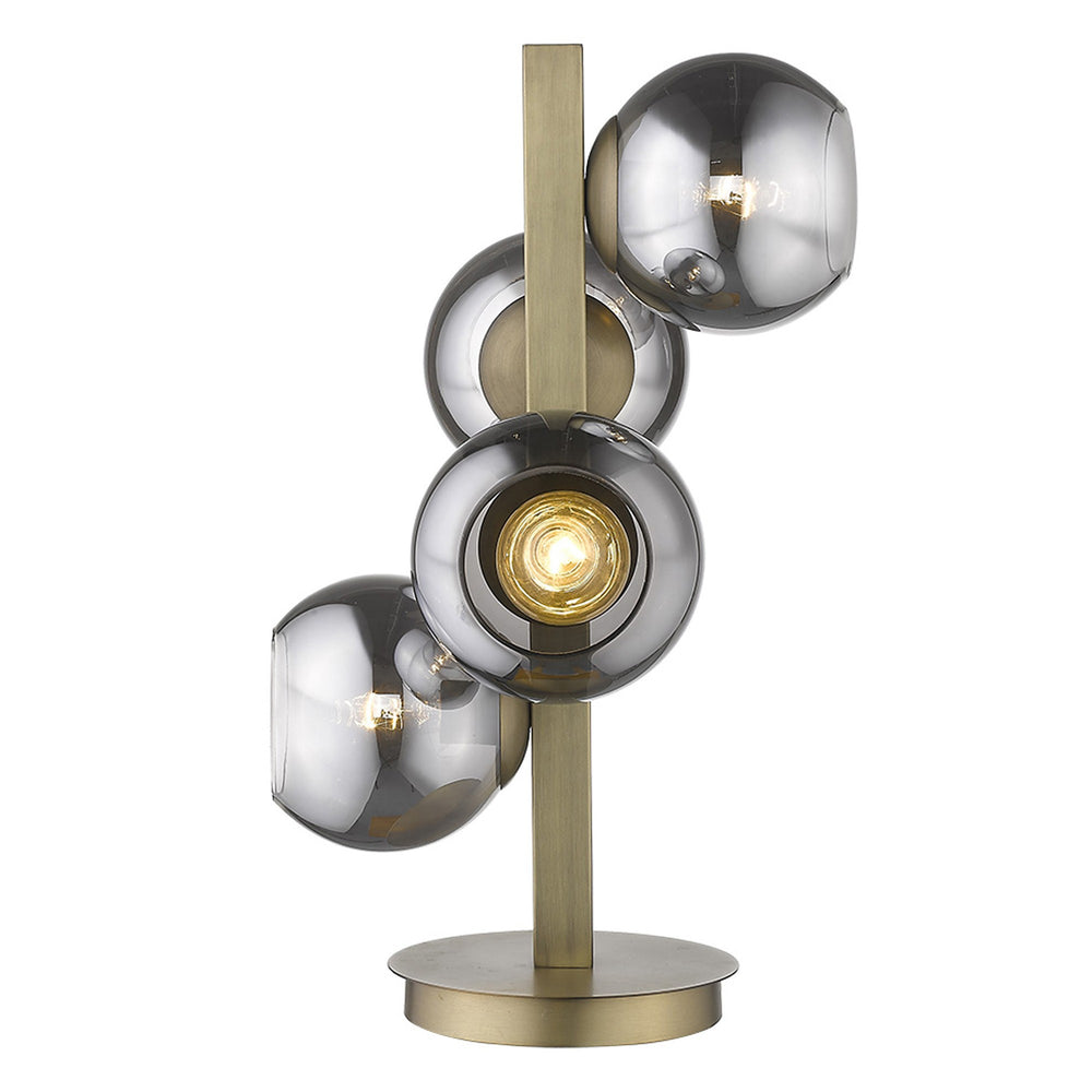 Homeroots 24" Brass Metal Four Light Novelty Table Lamp With Silver Metallic Globe Shades   399145