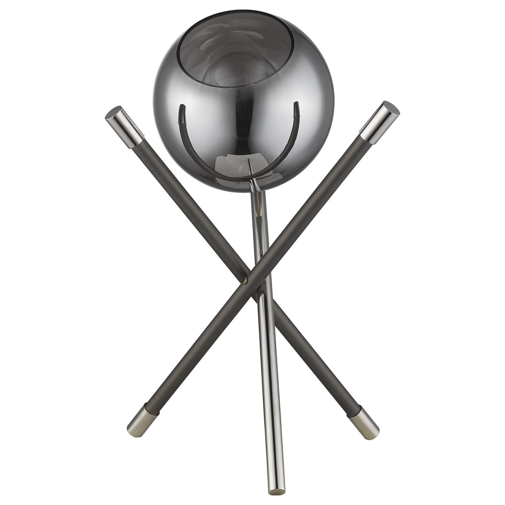 Homeroots 18" Black Metal Tripod Table Lamp With Nickel Globe Shade   399146