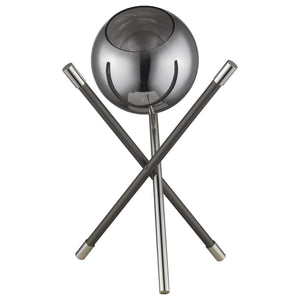 Homeroots 18" Black Metal Tripod Table Lamp With Nickel Globe Shade   399146