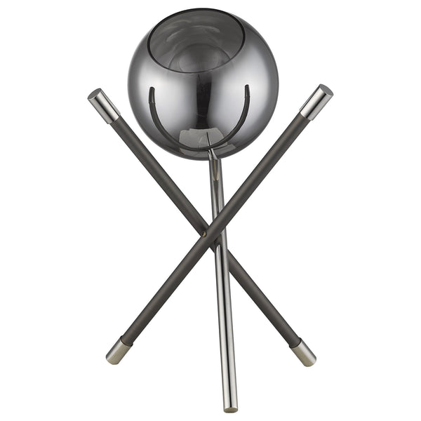 Homeroots 18" Black Metal Tripod Table Lamp With Nickel Globe Shade   399146