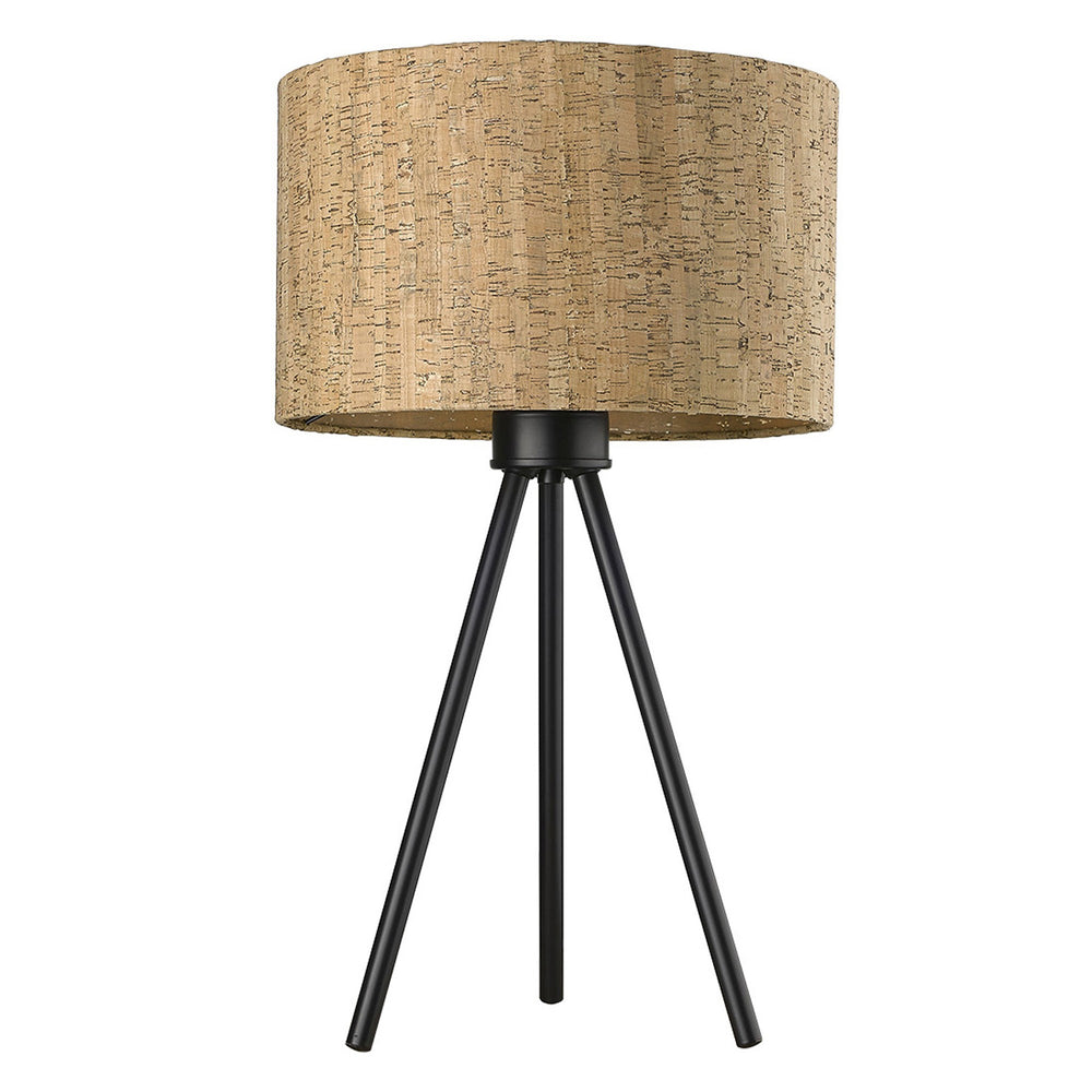 Homeroots 22" Black Metal Tripod Table Lamp With Beige Drum Shade   399154