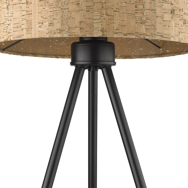 Homeroots 22" Black Metal Tripod Table Lamp With Beige Drum Shade   399154