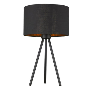 Homeroots 22" Black Metal Tripod Table Lamp With Black Drum Shade   399155