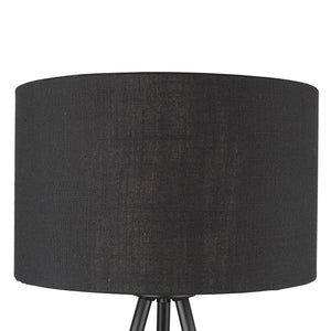 Homeroots 22" Black Metal Tripod Table Lamp With Black Drum Shade   399155
