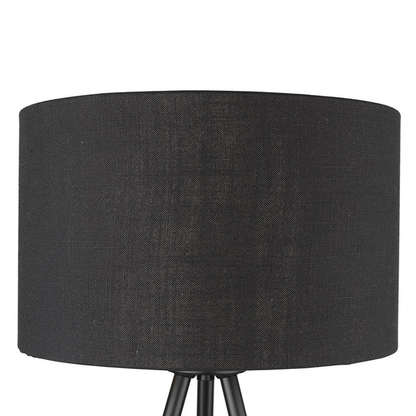 Homeroots 22" Black Metal Tripod Table Lamp With Black Drum Shade   399155