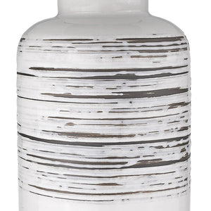 Homeroots 25" Black And White Ceramic Column Lamp With White Drum Shade   399159