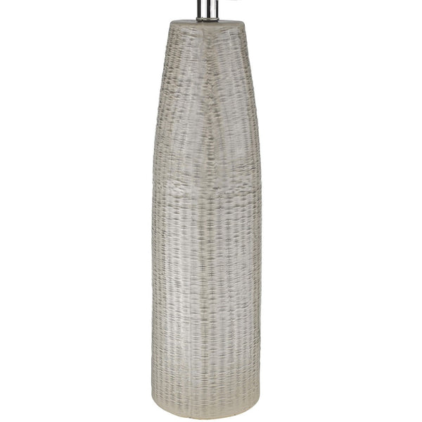 HomeRoots 33" Light Gray Ceramic Table Lamp with Chic White Drum Shade for Stylish Home Décor & Ambient Lighting 399161