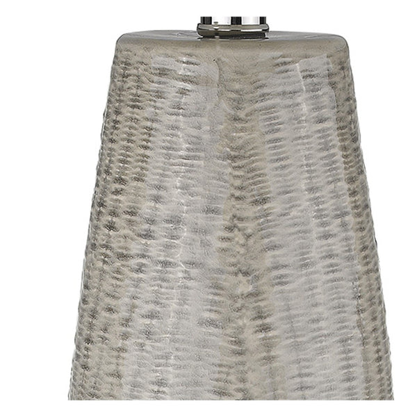 HomeRoots 33" Light Gray Ceramic Table Lamp with Chic White Drum Shade for Stylish Home Décor & Ambient Lighting 399161