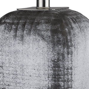 Homeroots 25" Blue And Gray Ceramic Table Lamp With White Square Shade   399162