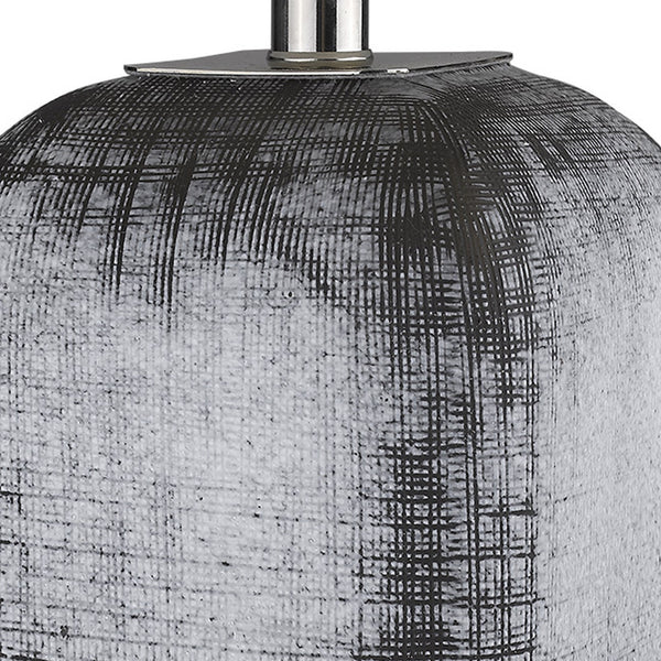 Homeroots 25" Blue And Gray Ceramic Table Lamp With White Square Shade   399162