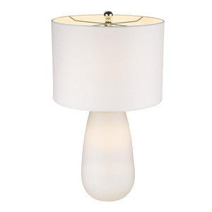 HomeRoots 28" White Glass Table Lamp - Modern Drum Shade for Elegant Ambient Lighting in Any Room 399163