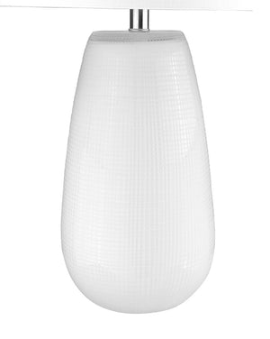 HomeRoots 28" White Glass Table Lamp - Modern Drum Shade for Elegant Ambient Lighting in Any Room 399163
