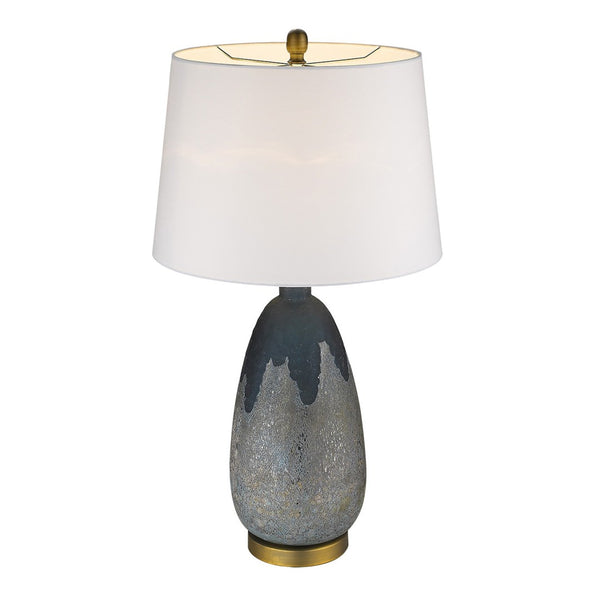 HomeRoots 30" Teal Blue Concrete Table Lamp with Cream Shade - Modern Design for Stylish Home Décor 399164