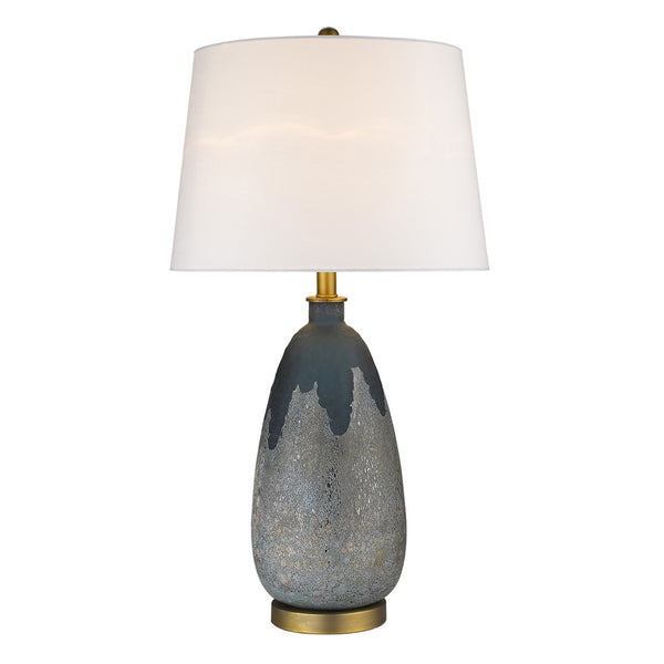 HomeRoots 30" Teal Blue Concrete Table Lamp with Cream Shade - Modern Design for Stylish Home Décor 399164
