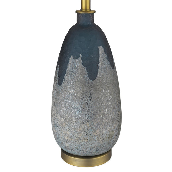 HomeRoots 30" Teal Blue Concrete Table Lamp with Cream Shade - Modern Design for Stylish Home Décor 399164