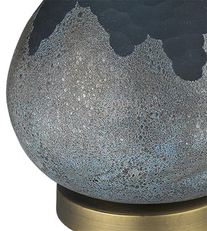 Homeroots 22" Teal Blue Concrete Gourd Table Lamp With Cream Empire Shade   399165