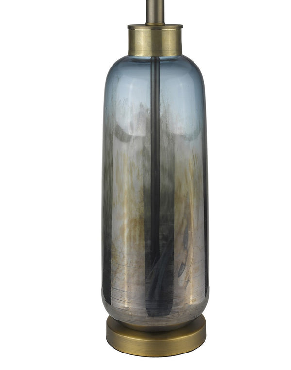 HomeRoots 31" Steel Blue Glass Table Lamp with White Empire Shade – Elegant Accent for Coastal & Modern Homes 399169