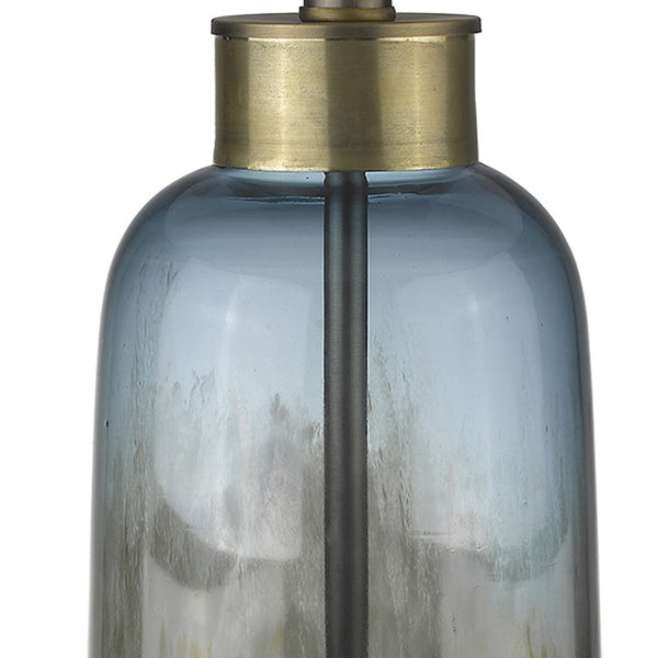 HomeRoots 31" Steel Blue Glass Table Lamp with White Empire Shade – Elegant Accent for Coastal & Modern Homes 399169