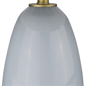HomeRoots 29" Elegant Light Gray Glass Table Lamp with White Shade - Modern Design for Any Room Ambiance 399171