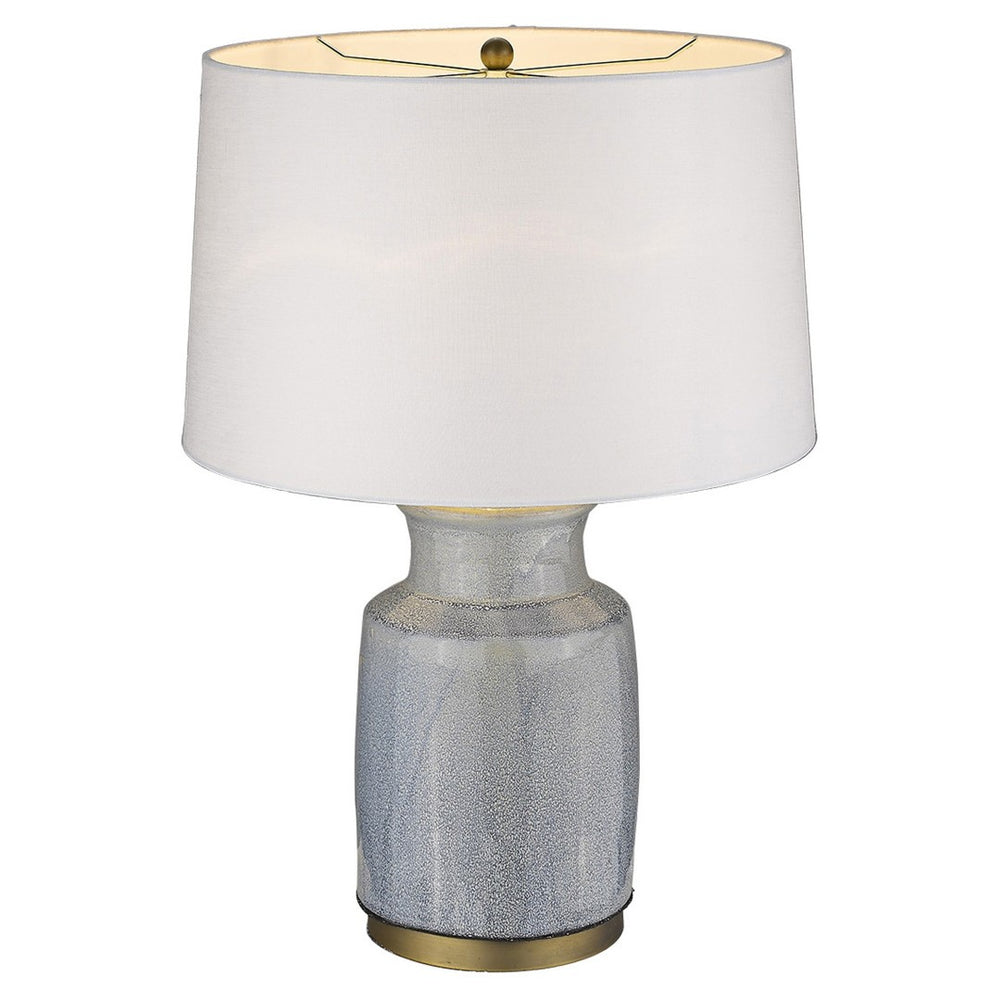 HomeRoots 27" Gray Ceramic Table Lamp - Modern White Empire Shade for Stylish Ambient Lighting & Decor 399176